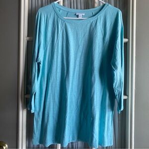 NWT J. Jill turquoise 3/4 length sleeve tee